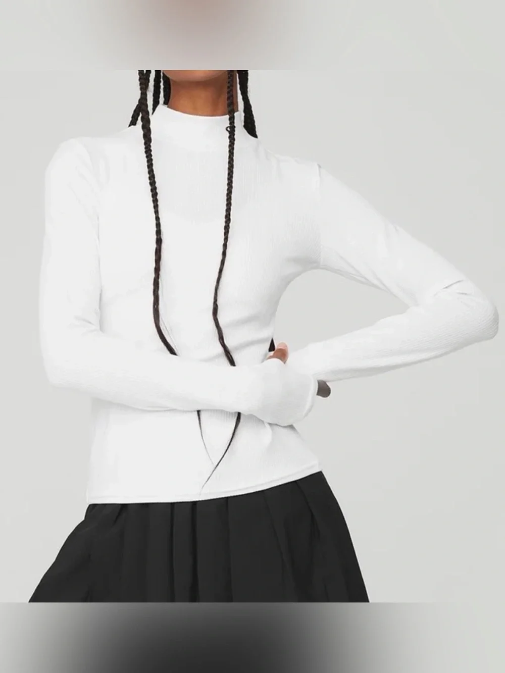 ALO Yoga Wellness Ribbed Mock Neck Long Sleeve Top White Size XXS/XS